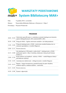 WARSZTATY PODSTAWOWE System Biblioteczny MAK+