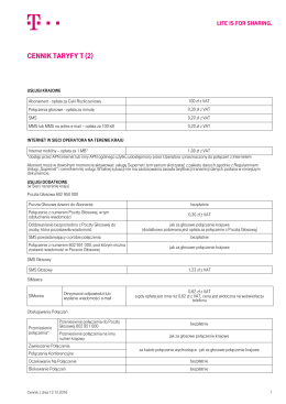 Cennik Taryfy T (2) - T