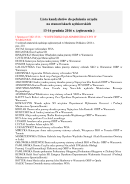 Lista kandydat&oacute;w do pełnienia urzędu na stanowiskach