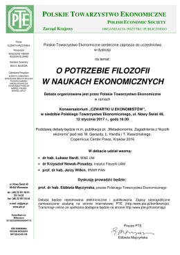 Więcej - Polskie Towarzystwo Ekonomiczne