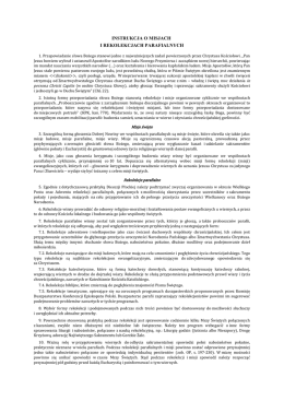 INSTRUKCJA O MISJACH I REKOLEKCJACH PARAFIALNYCH