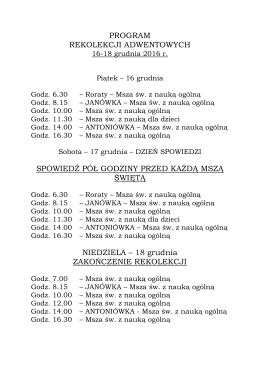 PROGRAM REKOLEKCJI ADWENTOWYCH