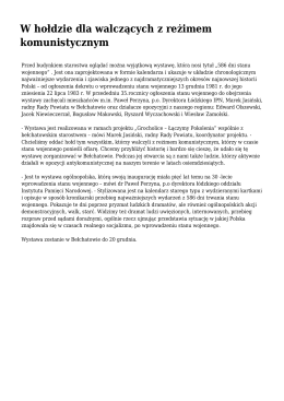 W hołdzie dla walczących z reżimem komunistycznym