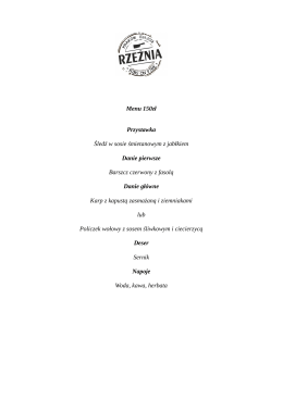 Menu 150zł Przystawka Śledź w sosie śmietanowym z jabłkiem