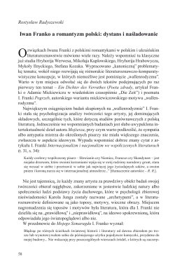 Iwan Franko a romantyzm polski: dystans i naśladowanie