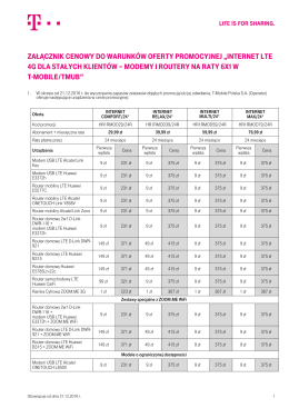 ZałącZnik cenowy do Warunk&oacute;W oferty Promocyjnej - T