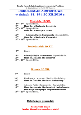 PROGRAM REKOLEKCJI. (proszę kliknąć)