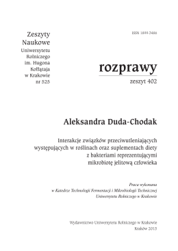 Interakcje związków przeciwutleniających występujących w