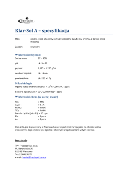 Klar-Sol A – specyfikacja