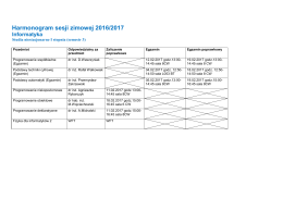 Harmonogram sesji zimowej 2016/2017 Informatyka