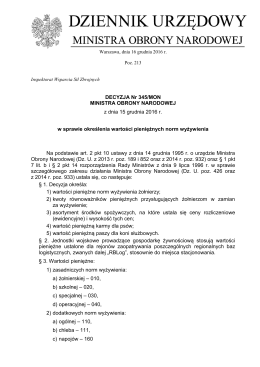 DECYZJA Nr 345/MON MINISTRA OBRONY NARODOWEJ z dnia