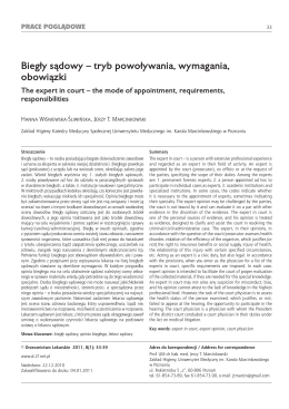 Biegły sądowy – tryb powoływania, wymagania, obowiązki / The