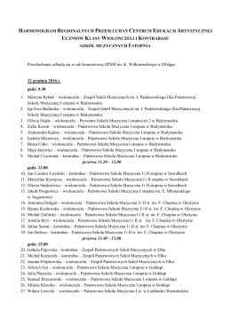 HARMONOGRAM REGIONALNYCH PRZESŁUCHAŃ CENTRUM