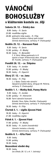 VÁNOČNÍ BOHOSLUŽBY