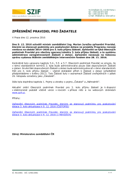 ZPŘESNĚNÍ PRAVIDEL PRO ŽADATELE