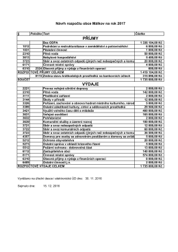 Návrh rozpočtu na rok 2017