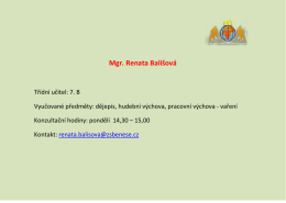 Mgr. Renata Bali&scaron;ov&aacute;