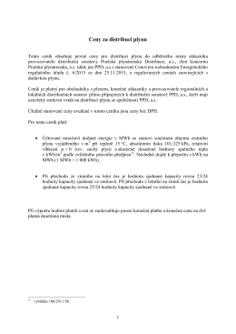 Cen&iacute;k za distribuci zemn&iacute;ho plynu pro rok 2016