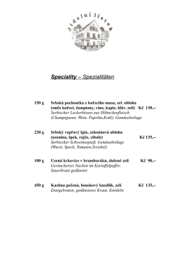 Speciality – Spezialitäten