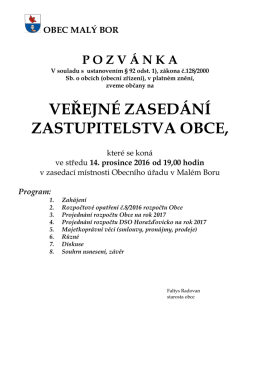 veřejné zasedání zastupitelstva obce