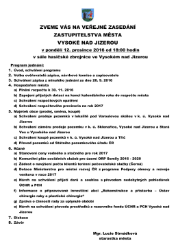 Pozvánka na veřejné zasedání ZM 12.12.2016