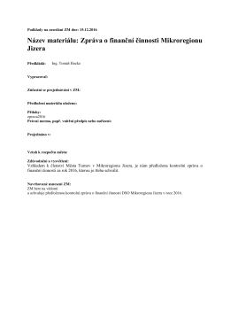 Název materiálu: Zpráva o finanční činnosti Mikroregionu