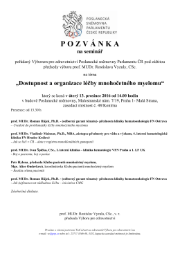 Dostupnost a organizace l&eacute;čby mnohočetn&eacute;ho myelomu