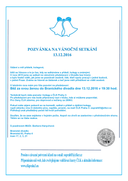 Pozvánka na Vánoční setkání - Aktuality | OS ČLK Praha 3