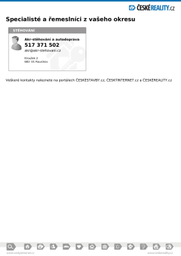 Specialisté a řemeslníci z vašeho okresu