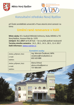 Termíny a téma letního semestru univerzity třetího věku
