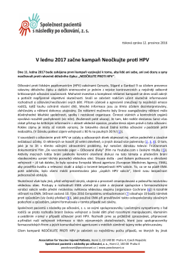Tisková zpráva: Neočkujte proti HPV