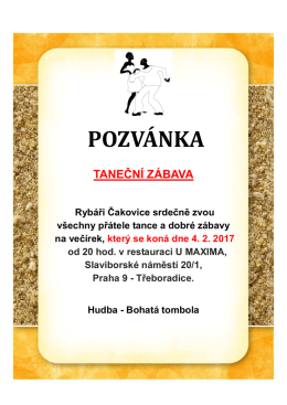 Pozvánka večírek 2017