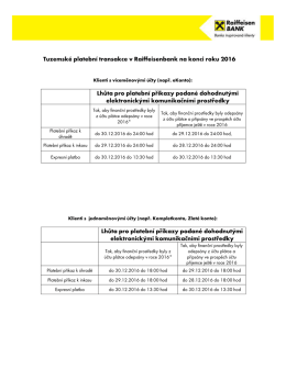 Tuzemské platební transakce v Raiffeisenbank na konci roku 2016