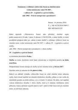 Vrchní ministerský rada v odboru 29 – Legislativa a právní službyPDF