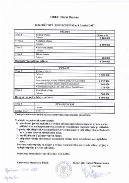 Rozpočtové provizorium na I. čtvrtletí 2017
