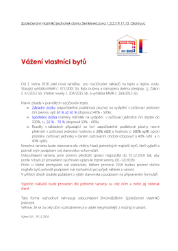 Vážení vlastníci bytů