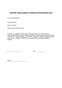 ČESTN&Eacute; PROHL&Aacute;&Scaron;EN&Iacute; O ZDRAVOTN&Iacute; ZPŮSOBILOSTI
