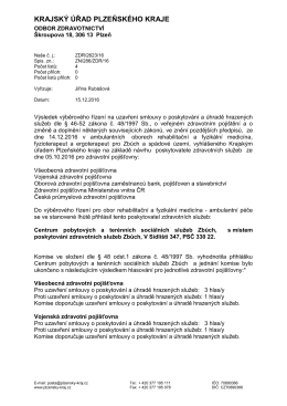 Výsledek výběrového řízení v ambulantních oborech rehabilitační a