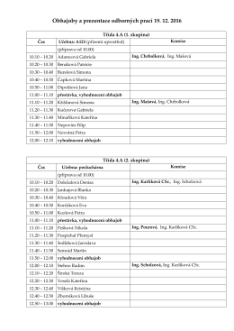 Obhajoby a prezentace odborn&yacute;ch prac&iacute;