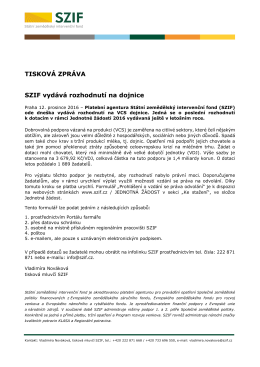 SZIF vyd&aacute;v&aacute; rozhodnut&iacute; na dojnice - St&aacute;tn&iacute; zemědělsk&yacute; intervenčn&iacute;