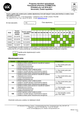 Programy zkoušení způsobilosti Kosmetické