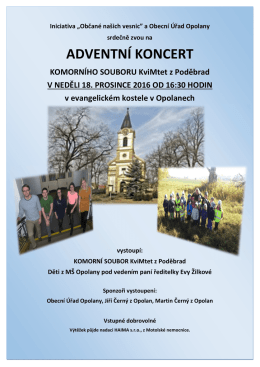Pozv&aacute;nka na adventn&iacute; koncert dne 18.12.2016