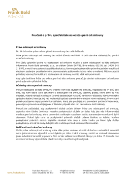 Poučení o právu spotřebitele na odstoupení od smlouvy