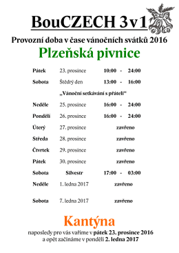 Provozní doba vánoce