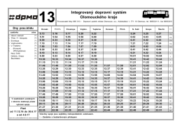 Linka 13 /dny pracovního klidu/ platnost od 11.12.2016 do 30.6