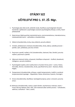 učitelství pro 1 st zš - Pedagogická fakulta