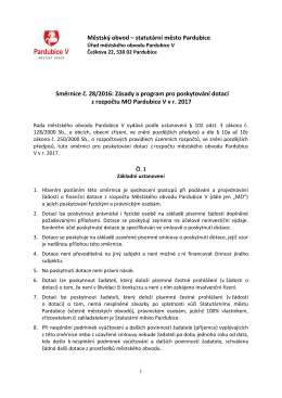 Zásady a program pro poskytování dotací