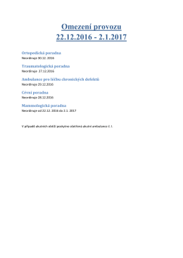 Omezení provozu 22.12.2016