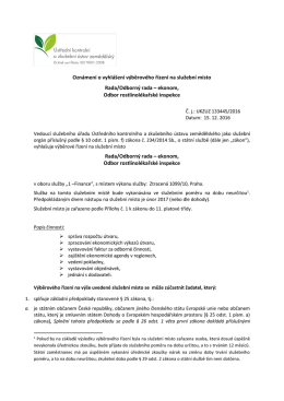 Oznámení o vyhlášení výběrového řízení na služební místo Rada