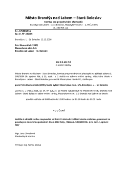 Oznámení o uložení zásilky pro Petra Blumenthala